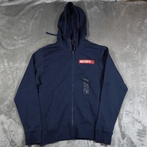 Nike Just Do It Hoodie Mens Small Blue Full Zip Sweatshirt Standard Fit JDI